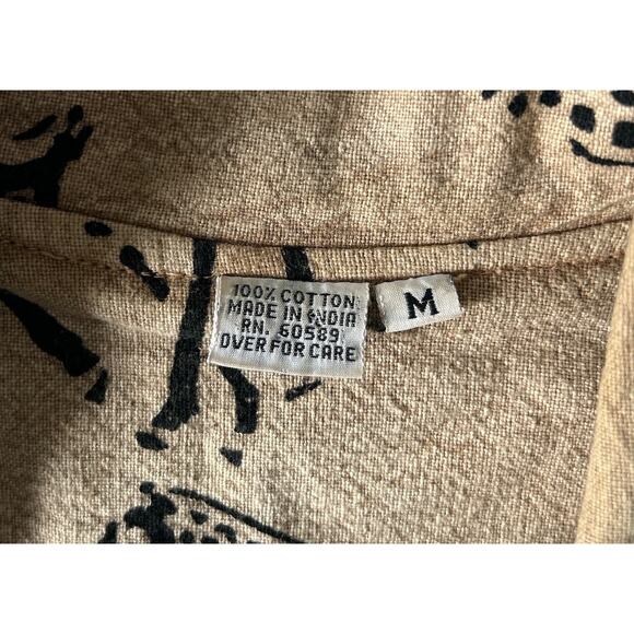 Vintage Medium Cotton Made in India Giraffe Block Print Canvas Blazer Jacket - Picture 6 of 7